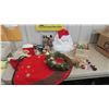 Image 1 : Christmas Decorations : Tree Skirt, Wreath, Hanging Santa Face, Stockings
