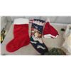 Image 3 : Christmas Decorations : Tree Skirt, Wreath, Hanging Santa Face, Stockings