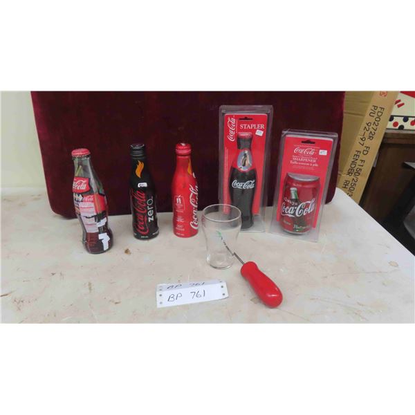 New Coca Cola Battery Operated Pencil Sharpener, Stapler, (3) 250