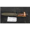 Image 1 : Military Knife with Metal and Leather Sheath 11 1/4'' Total