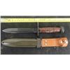 Image 2 : Military Knife with Metal and Leather Sheath 11 1/4'' Total