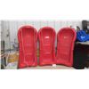 Image 1 : 3 Plastic Pelican Snow Sleds - Small Tear in One Sled, See Photos