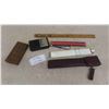 Image 1 : Slide Rule with Vase, Wood Sliding Yard Stick, Travel Crib Board, Transistor