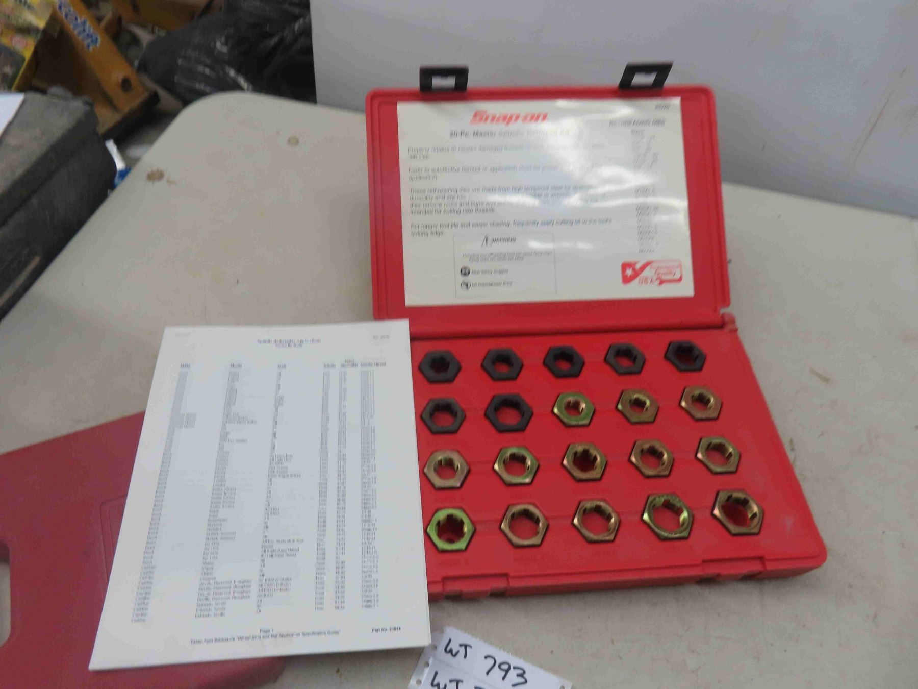 Snap On Model RD20 20pce Master Spindle Rethread Kit