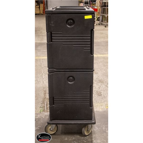 CAMBRO DOUBLE BLACK FOOD CARRIER ON CASTORS