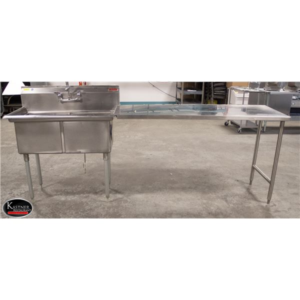 MKE COMMERCIAL DOUBLE SINK W/ S/S DISH TABLE &