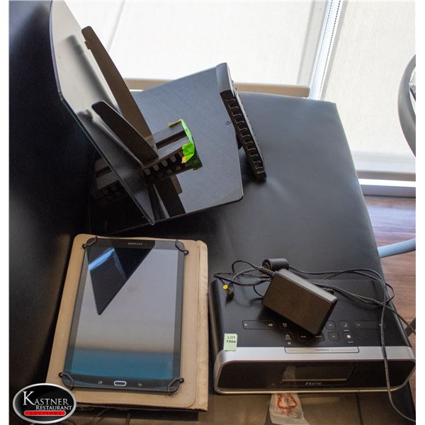 TWO TABLETS W/ STANDS & RADIO