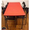 Image 1 : RED FOLDING TABLE W/ 6 CHAIRS