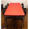Image 1 : RED FOLDING TABLE W/ 6 CHAIRS