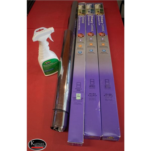 4 UNKNOWN LENGTHS OF SILVER WINDOW PRIVACY TINT