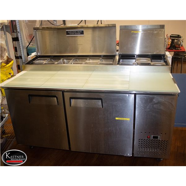REFRIGERATED 67" PIZZA PREP TABLE W/ PLASTIC