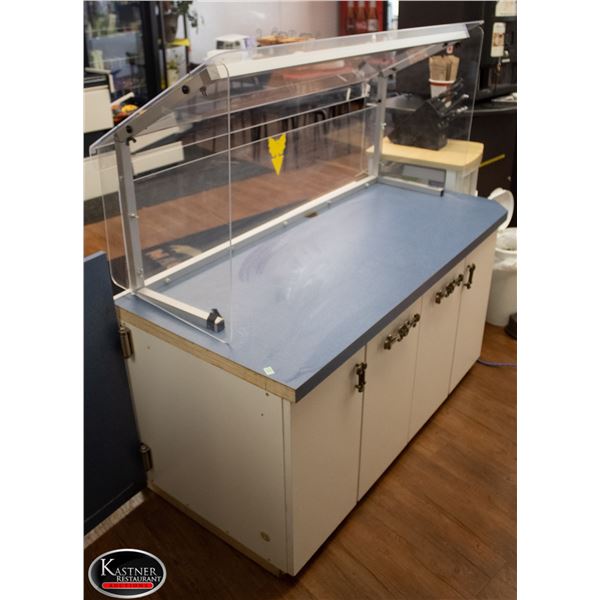 CUSTOM CABINET W/ PLASTIC SNEEZE GUARD & UNDER
