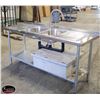 Image 1 : 72" S/S PREP TABLE W/ DOUBLE WELL SINK, GREASE