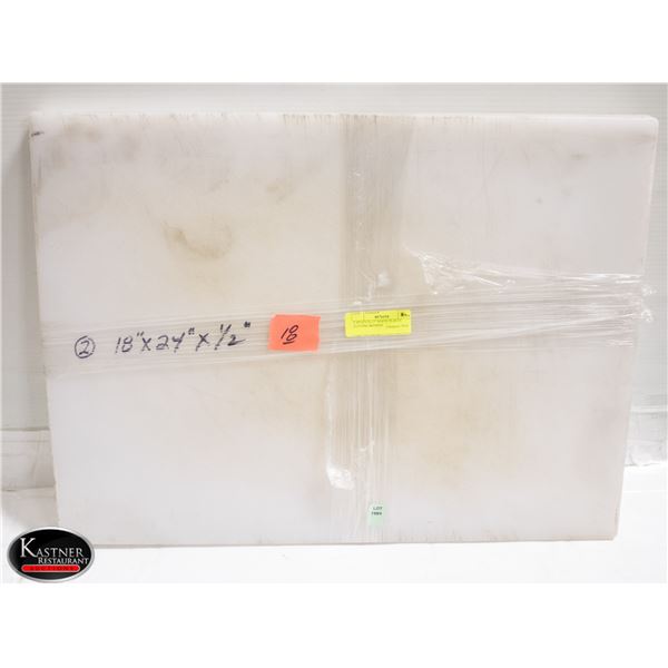 2 18"X24"X1/2" WHITE PLASTIC CUTTING BOARDS