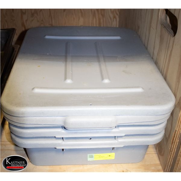 3 GREY BUS PANS W/3 LIDS