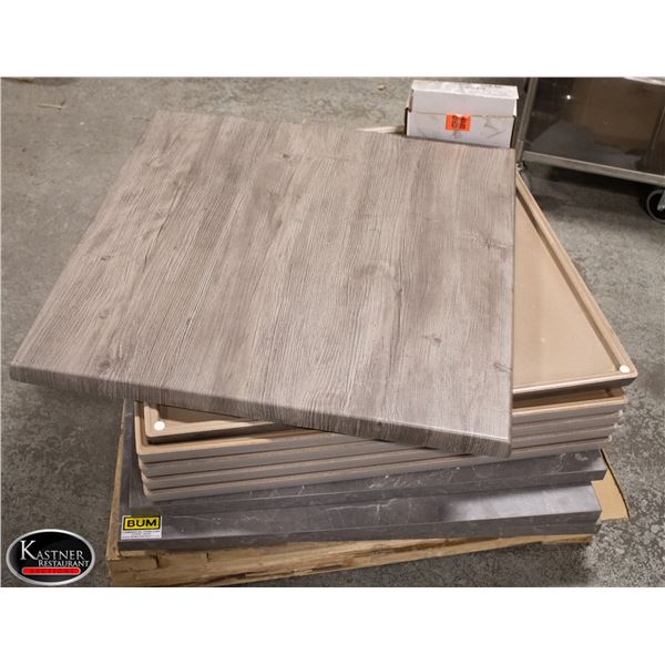 10 ASSORTED 36"X36" TABLE TOPS