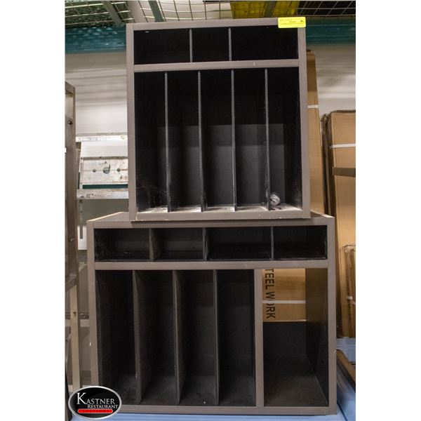 2 WOODEND RACKS W/ DIVIDERS