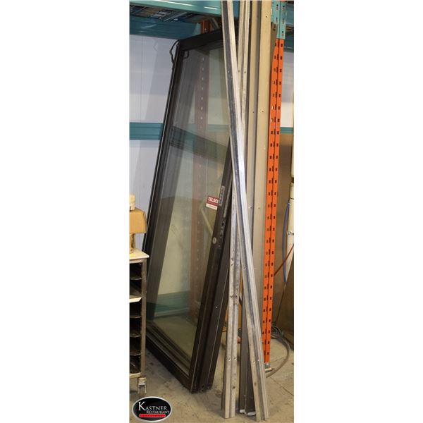 3-SECTION MANUAL SLIDING GLASS DOOR W/ TRACKS.