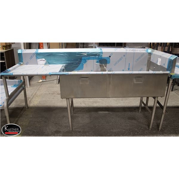 85" DOUBLE WELL SINK W/ LEFT HAND DRAIN BOARD