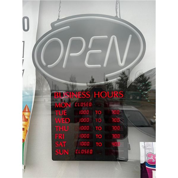 LOT OF 2 OPEN SIGNS