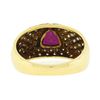 Image 8 : 18K Yellow Gold GIA Bezel Triangular Ruby Solitaire Pave Diamond Dome Band Ring