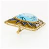 Image 5 : Antique Edwardian 18K Gold Large Oval Triangular Blue Stone & Diamond Brooch Pin