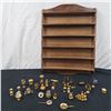 Image 1 : Assorted Brass Miniatures With Wall Mount Display Shelf