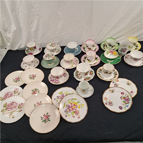 Assorted Tea Cups, Saucers, & Treat Plates