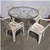 Image 1 : Glasstop Patio Table & 4 Resin Chairs