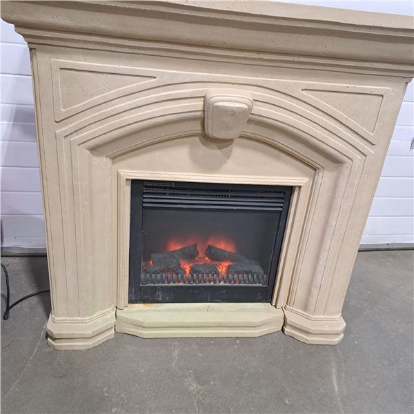 Electric Fireplace With Stone Effect Surrounding