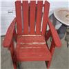 Image 2 : Adirondack Like Chair, Bird Bath & Plastic Wicker Like Folding Chair