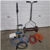 Image 1 : Yardworks Grass Trimmer with Charger, Extension Cords & American Manual Lawnmower