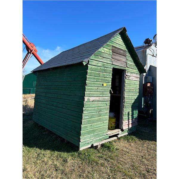 Wooden Bin  8x10 w/ Asphalt Shingles Rotten Floor, Buyer is Responsible to Load