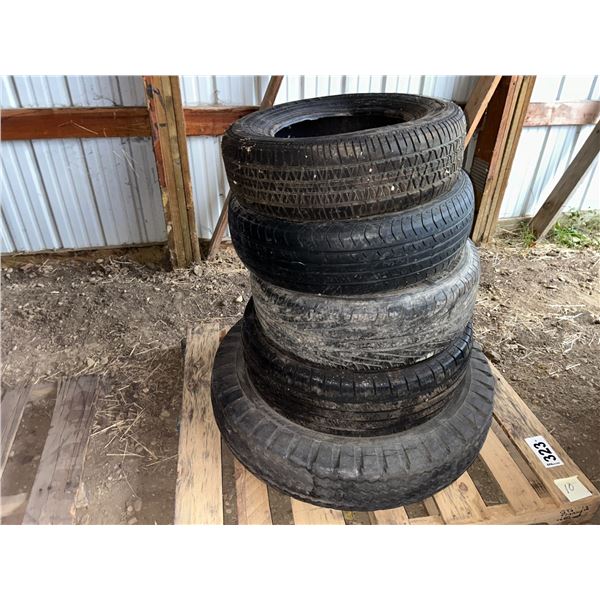 1- P185/70R14 Tire, 2- 215/70R15 Tires, 1- 825-20 Tire, 1- 235/70R16 Tire