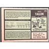 Image 2 : 1971-72 O-PEE-CHEE DALE TALLON ROOKIE CARD