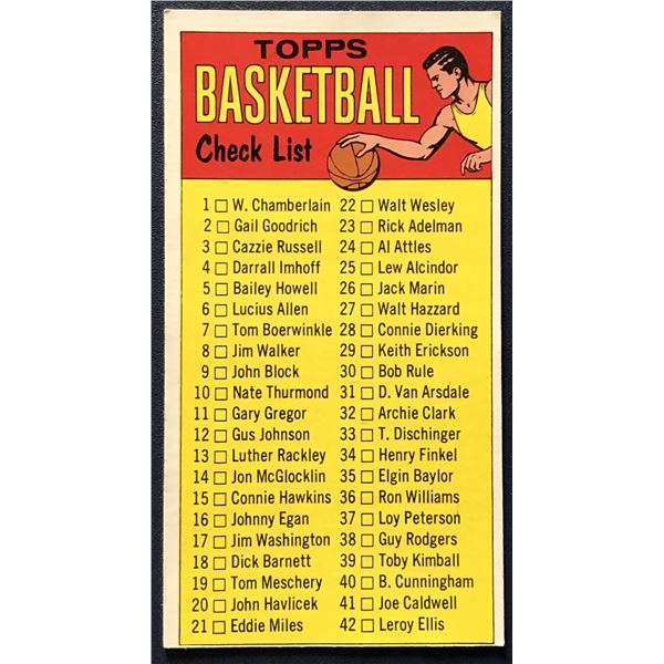 1969-70 TOPPS CHECKLIST