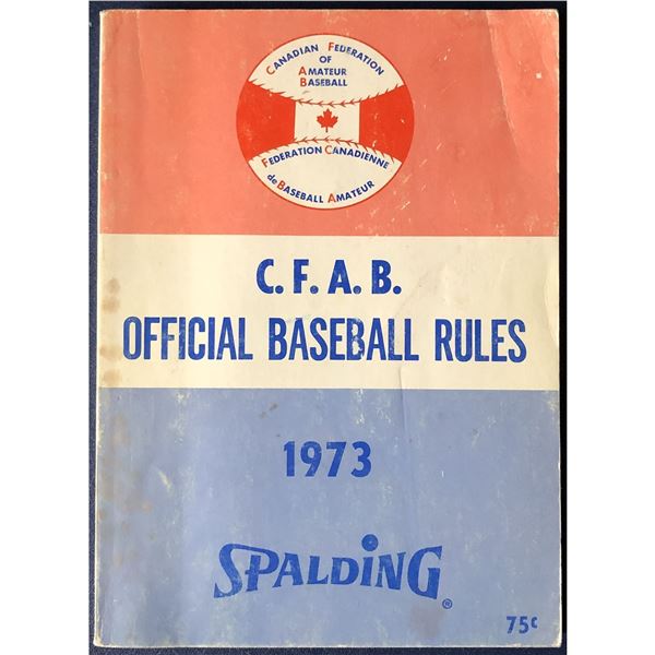 CFAB OFFICIAL BASEBALL RULES 1973