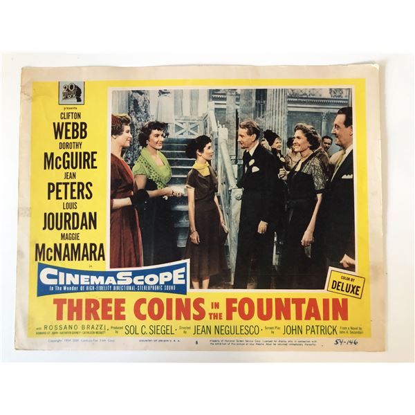 Three Coins in the Fountain original 1954 vintage lobby card