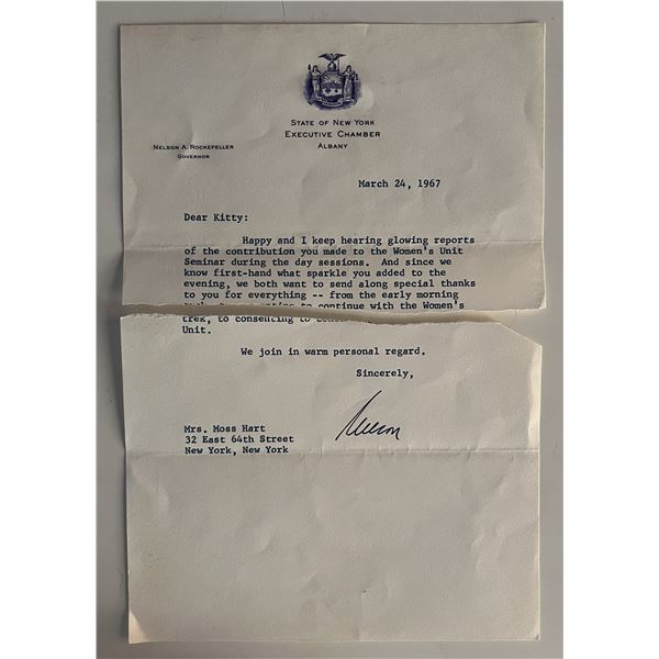 Nelson A. Rockefeller signed letter