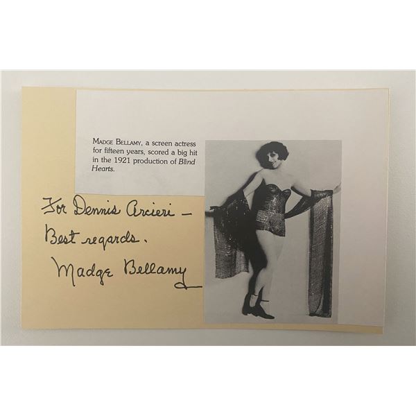 Madge Bellamy signed note and photo card