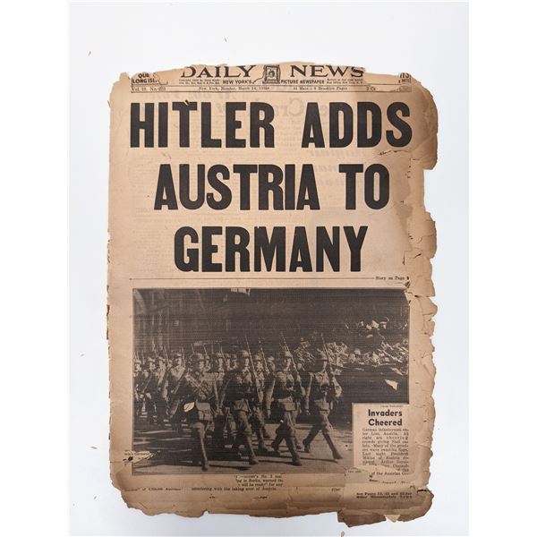 Daily News 1938 Vintage Newspaper