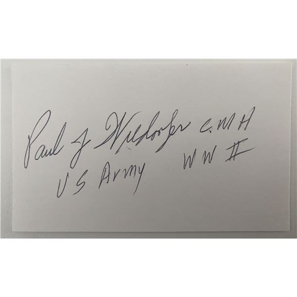 WWII MOH Recipient Paul J. Wiedorfer Original Signature