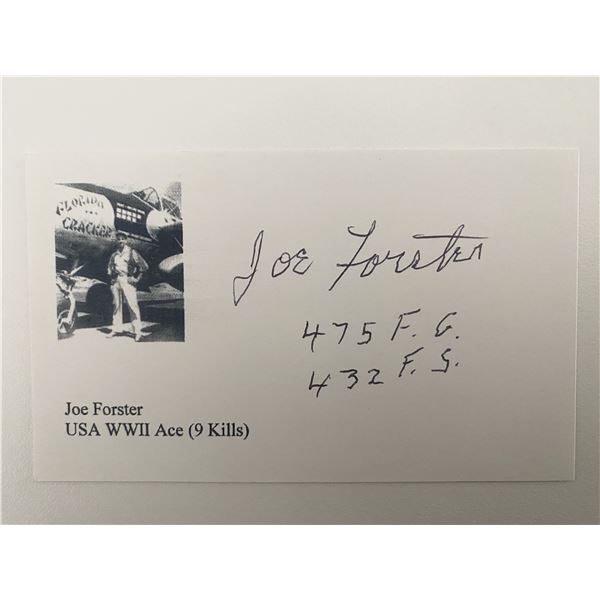 WWII Ace Joe Forster signed photo card