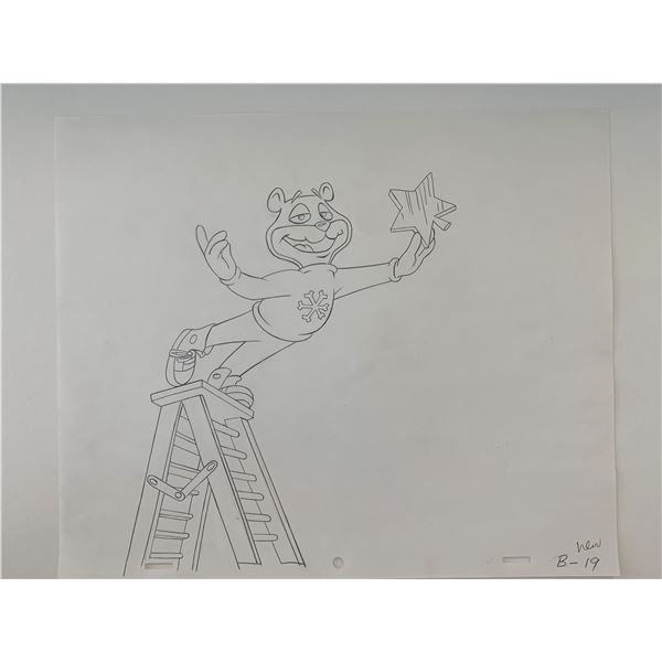 Super Sugar Crisp cereal bear original ad sketch designed by Robert "Bob" Irwin