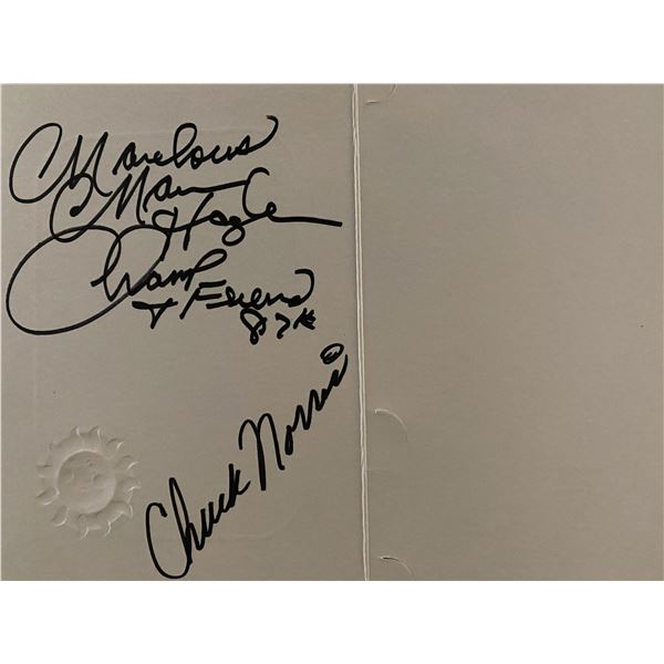 Chuck Norris signed greeting card