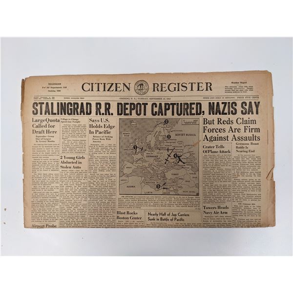 Citizen Register 1942 Vintage Newspaper