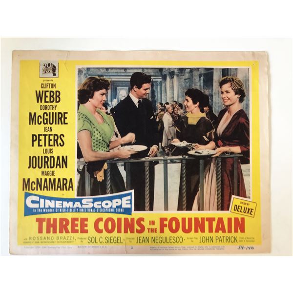 Three Coins in the Fountain original 1954 vintage lobby card
