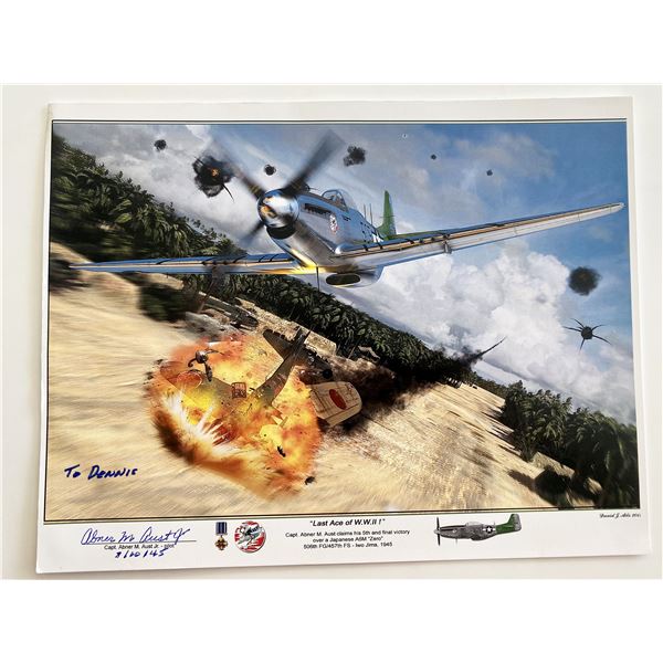 WW2 Flying Ace Abner M. Aust Signed Photo