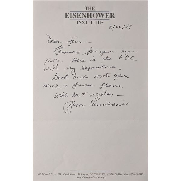 Susan Eisenhower Signed Hand Written Note