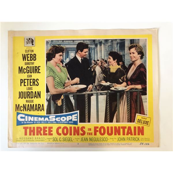 Three Coins in the Fountain original 1954 vintage lobby card